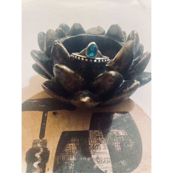 Pretty blue stone TEARDROP BOHO SILVER RING - Picture 4 of 6